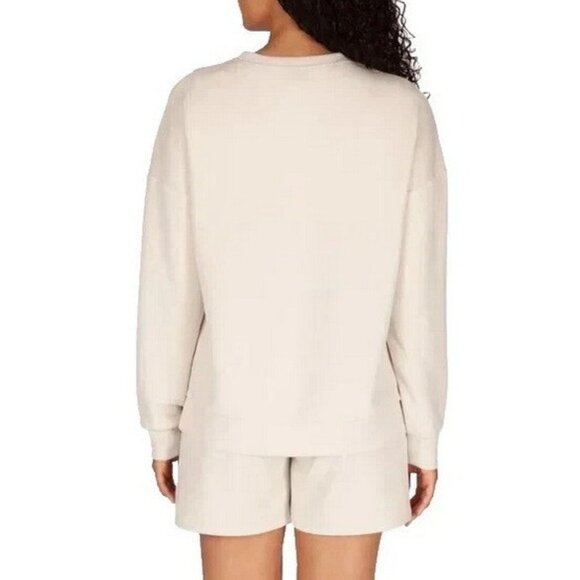 LazyPants Women's Luxe Crewneck Sweatshirt (Cream, Medium) - Picture 2 of 2